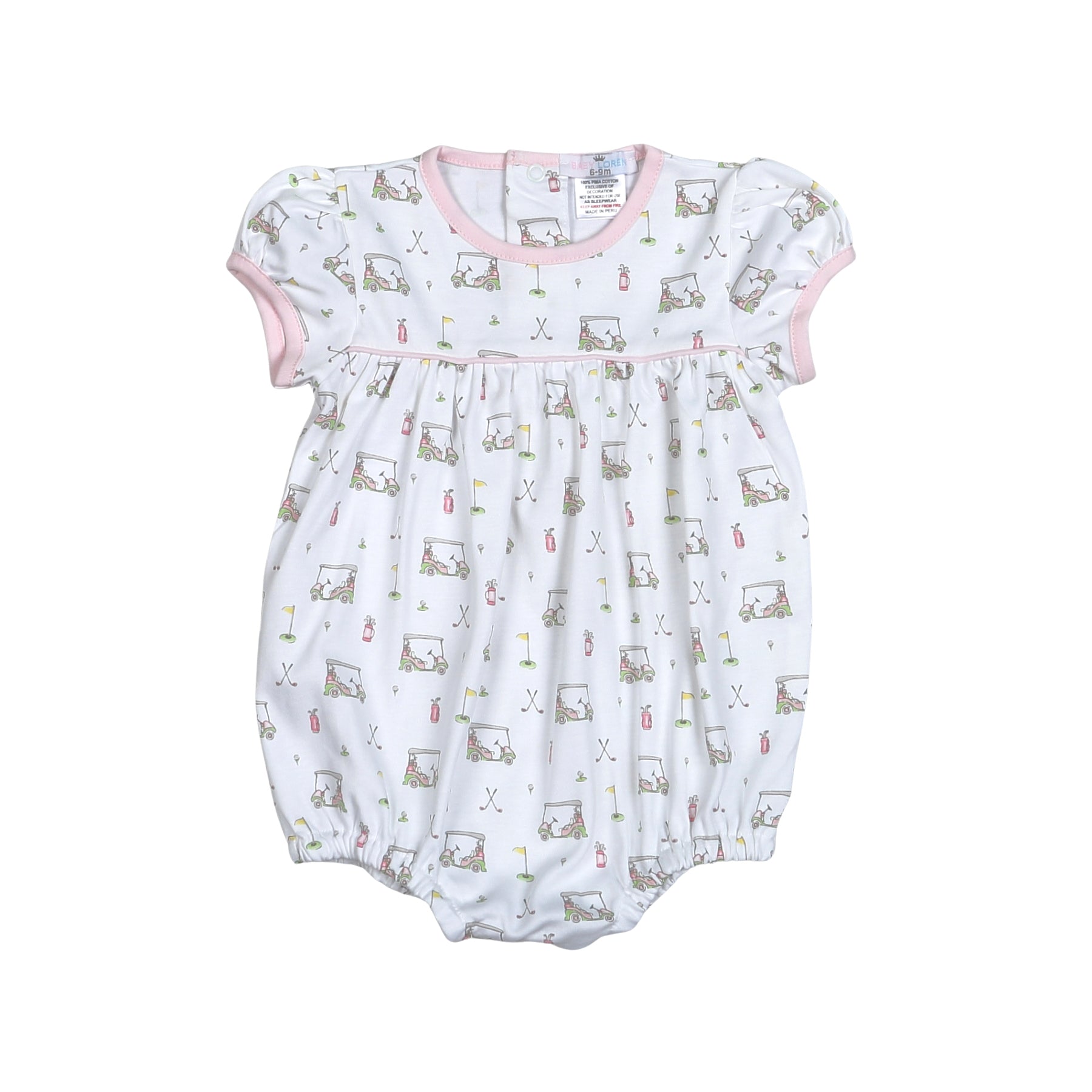The Golf Club Pima Romper, your girls new go-to outfit. Made with soft cotton, this romper is both comfortable and stylish. Perfect for a day on the green or a casual hangout with friends. Get ready for a hole-in-one fashion statement!