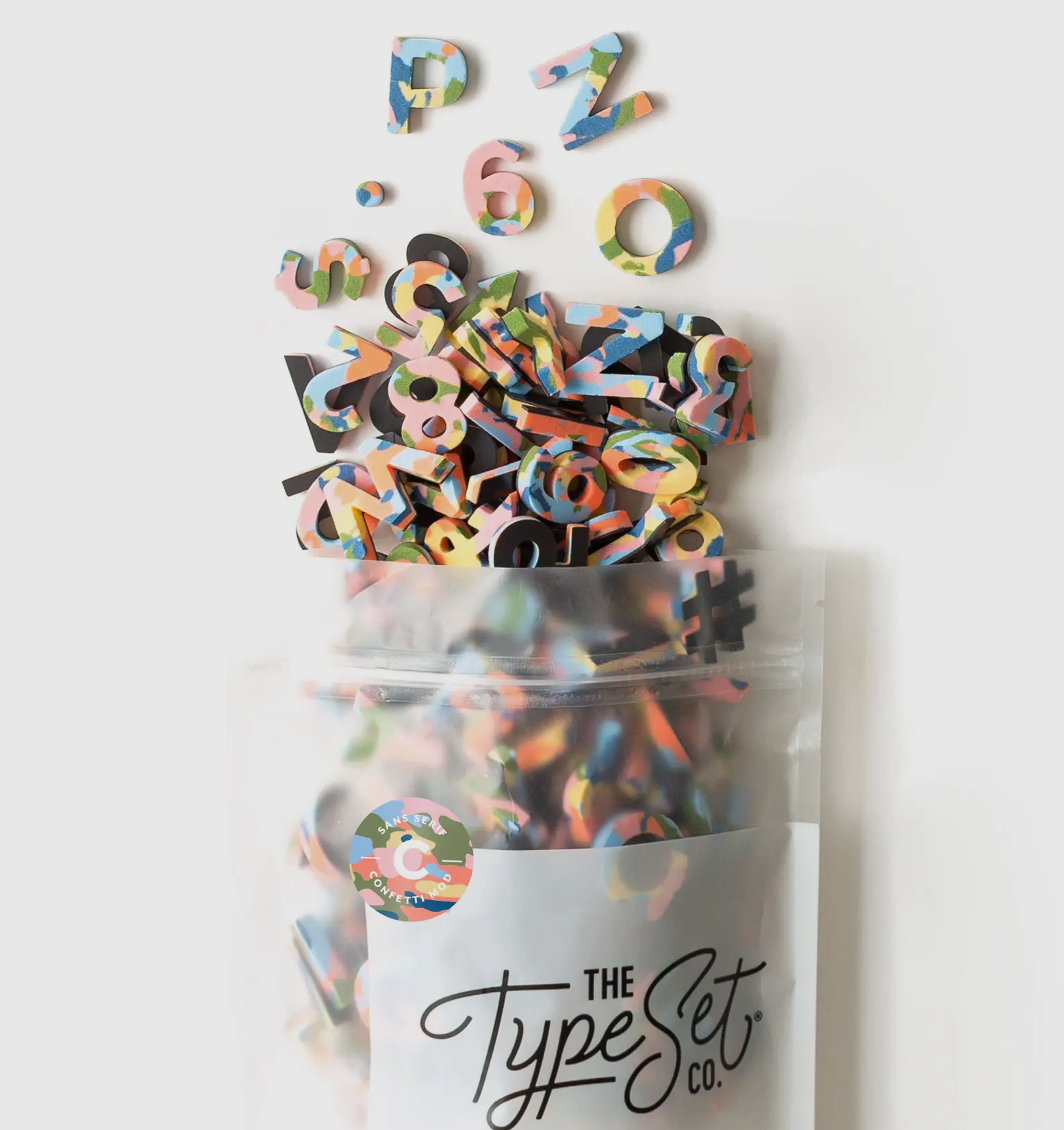 Our Confetti Letters are a vibrant, discontinued line made from soft EVA foam. Each 1" marbled letter blends six colors for stunning effects. With 200 pieces per set, they&