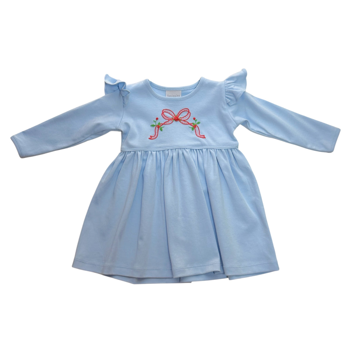 Blue Bow Long Sleeve Dress