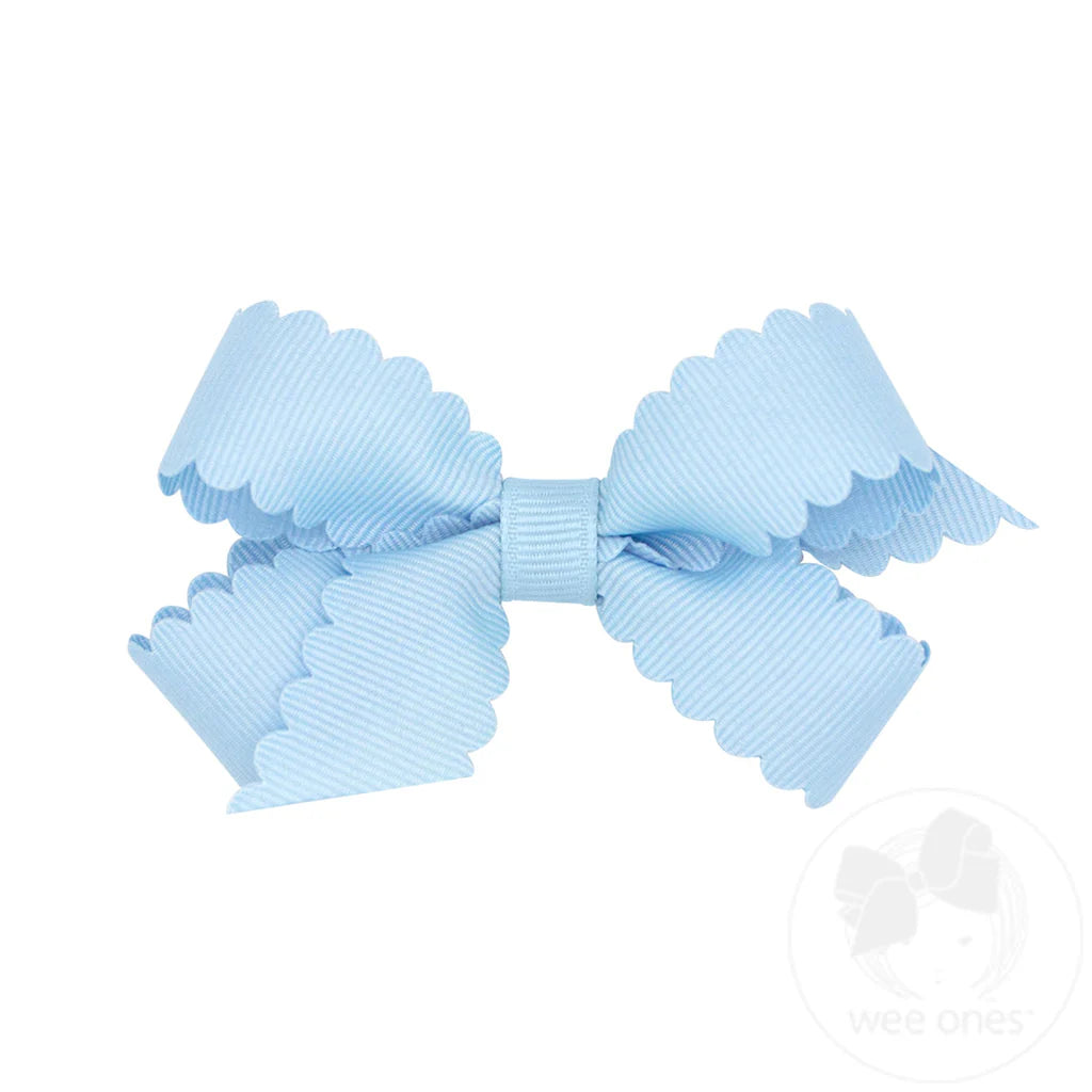 Mini Grosgrain Hair Bows with Scalloped Edge
