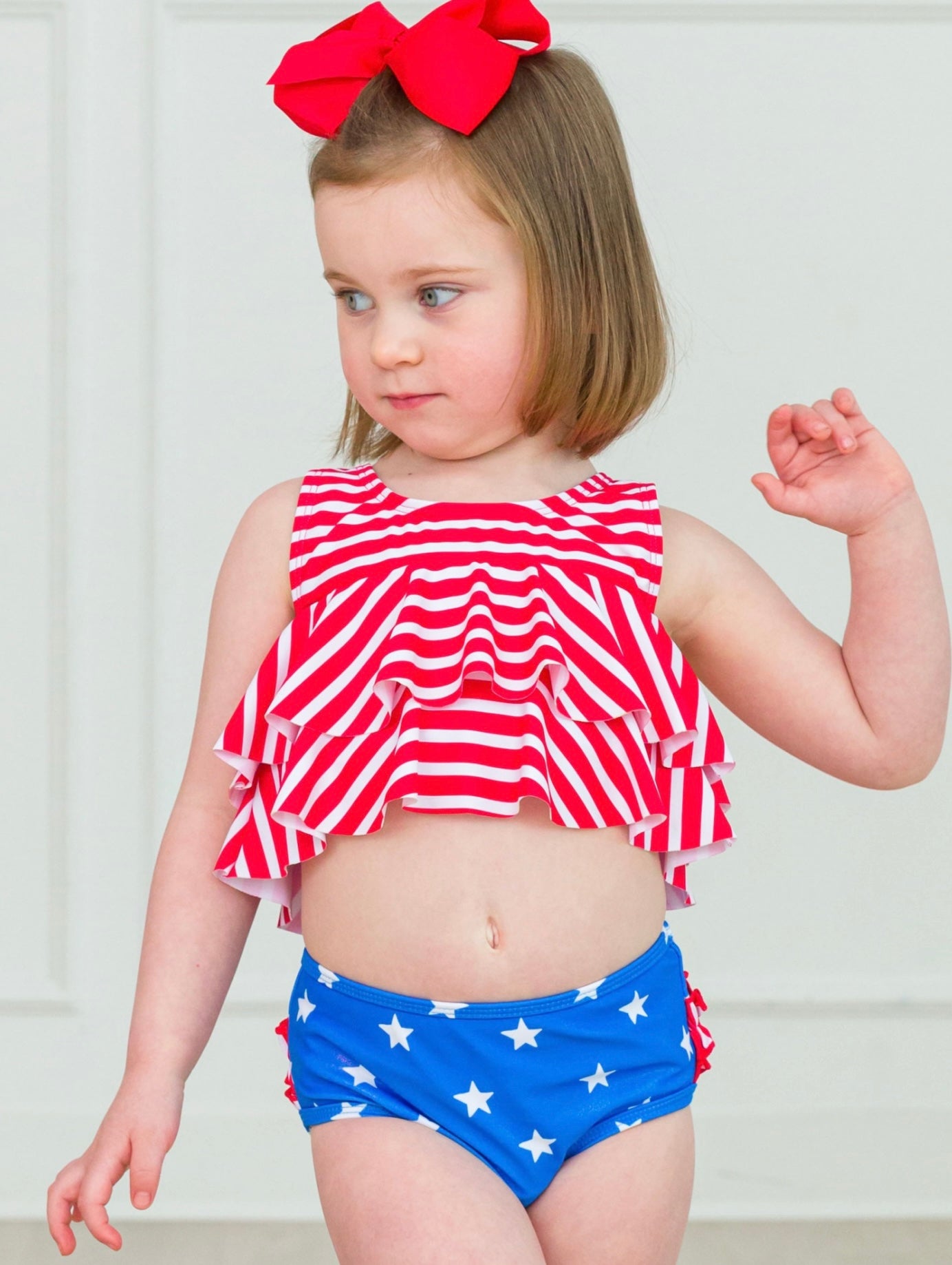 Shimmer Stars & Stripes Flounce Bikini Swimsuit