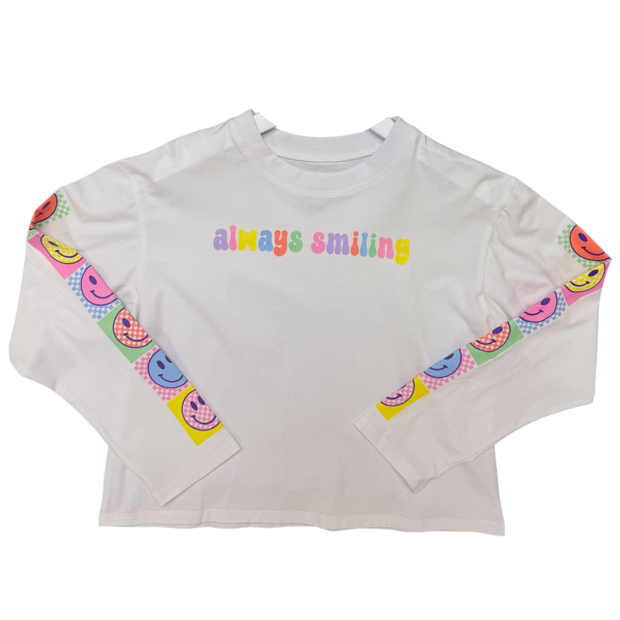 Always Smiling White Long Sleeve Boxy Tee