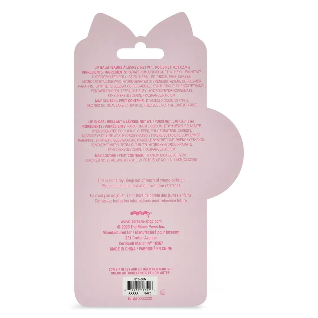 Bow Lip Gloss & Lip Balm Key Chain Set