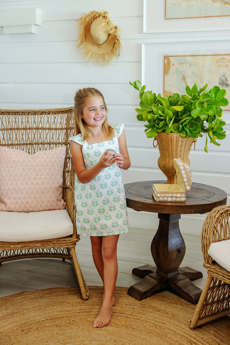 Introducing our newest silhouette, the Donna! The angel sleeves add the sweetest finishing touch to this Hanover Hand Block printed dress!