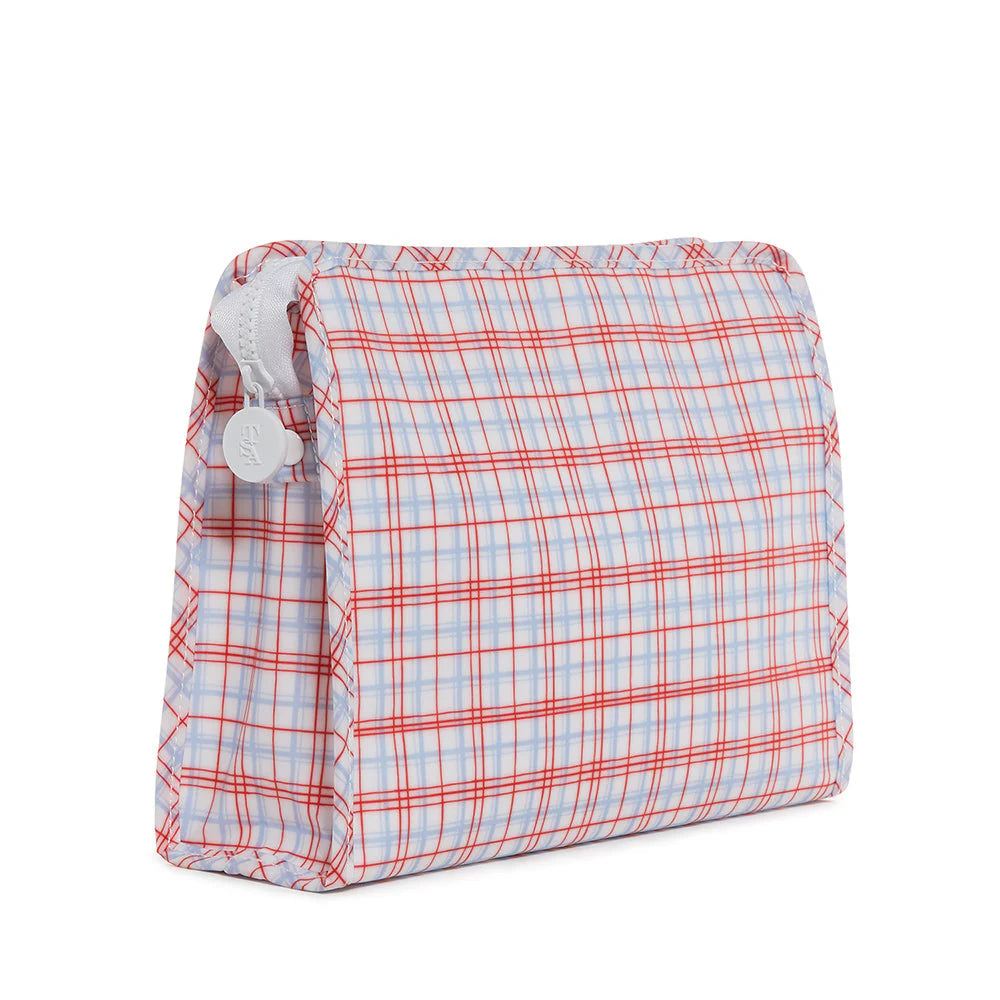 Our best-selling Roadies are our BFFs in the pouch world! This print is available in 3 sizes, our Large Roadie is made with a thin Eco-friendly matte coating, an inside slip pocket and exterior snap open zip tabs for a wider opening and an easier access.