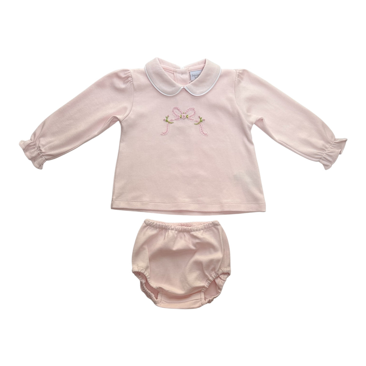 Pink Peter Pan Collar Bow Diaper Set