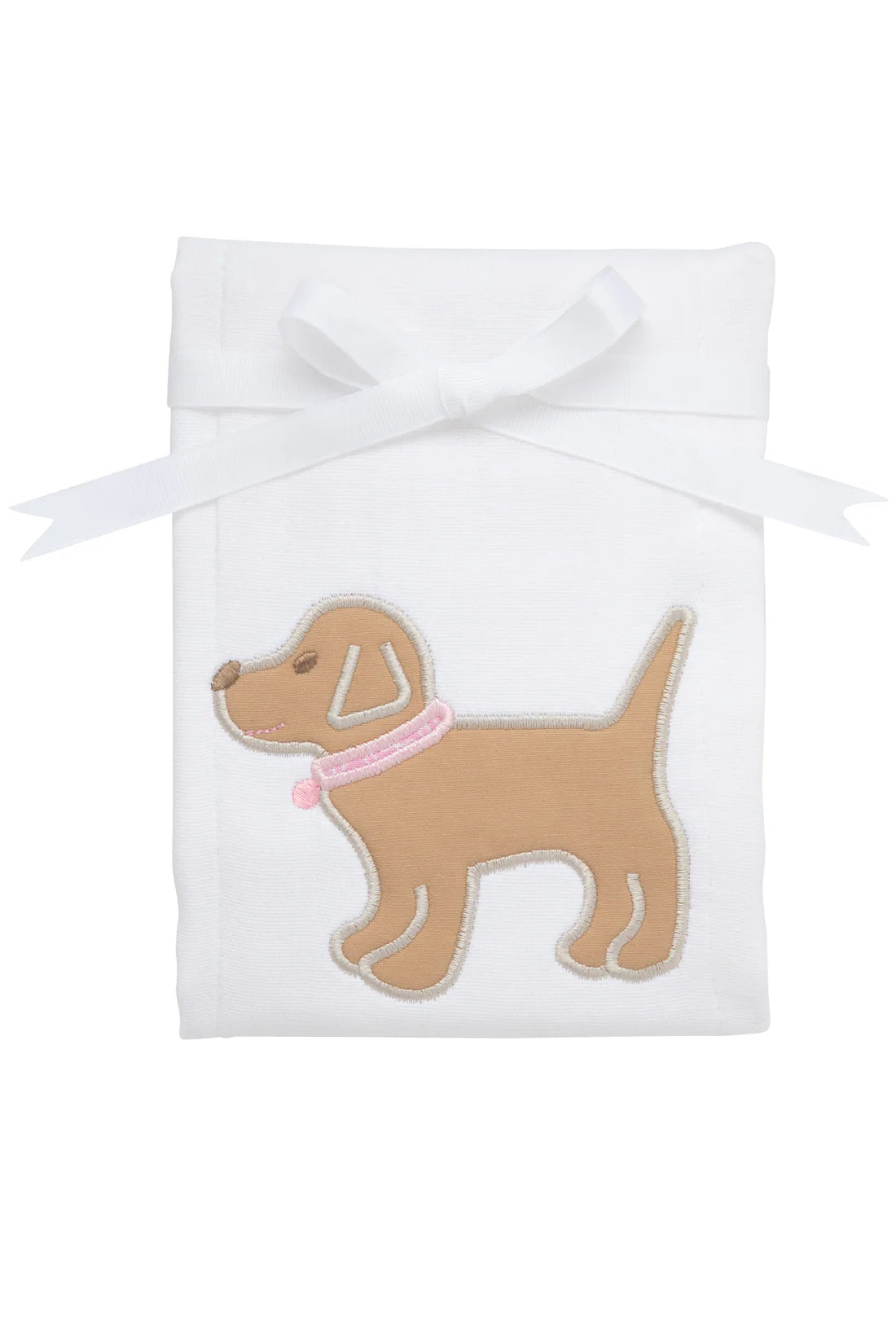 Pink Puppy Appliqué Burp Cloth