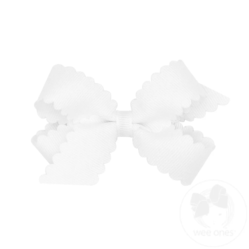 Mini Grosgrain Hair Bows with Scalloped Edge