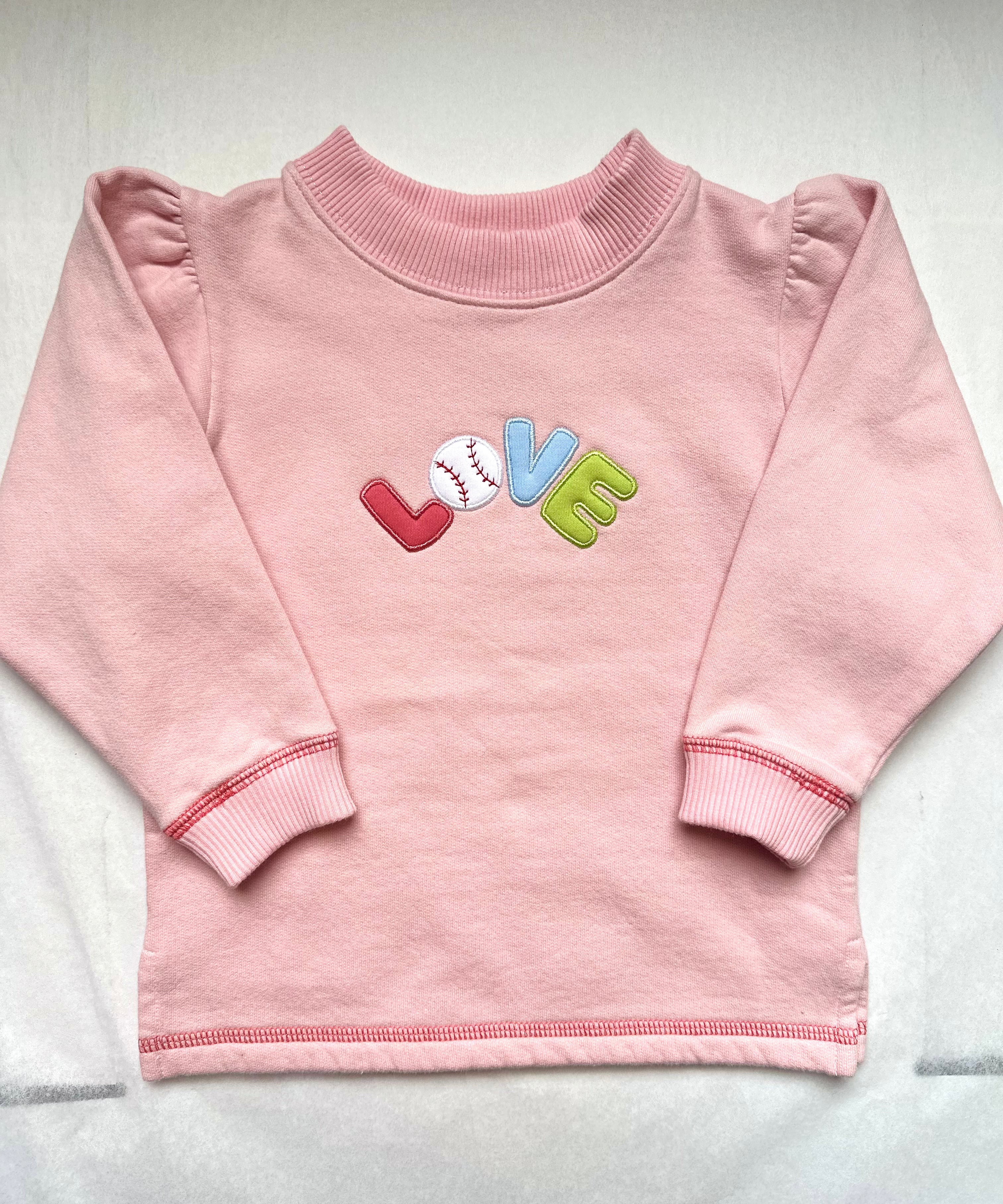 LOVE Light Pink Baseball Sweatshirt