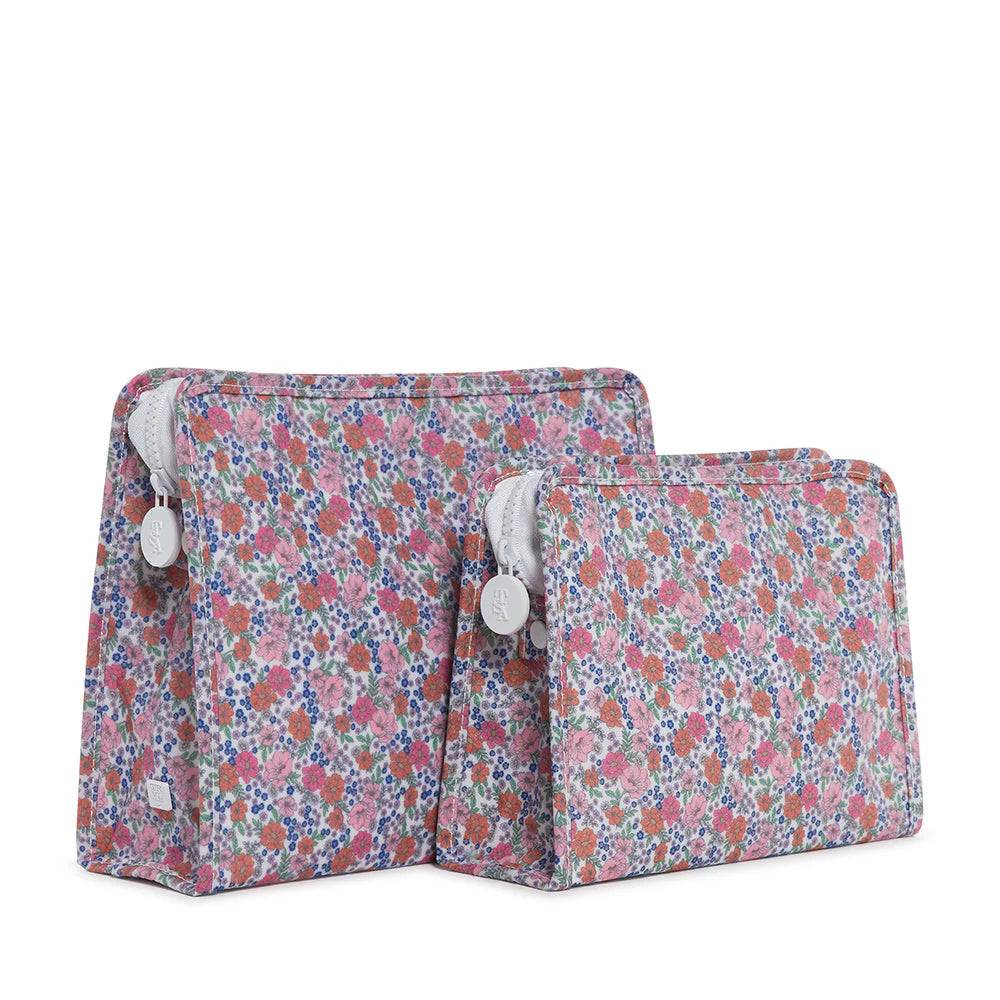 Our best-selling Roadies are our BFFs in the pouch world! This print is available in 3 sizes, our Large Roadie is made with a thin Eco-friendly matte coating, an inside slip pocket and exterior snap open zip tabs for a wider opening and an easier access.