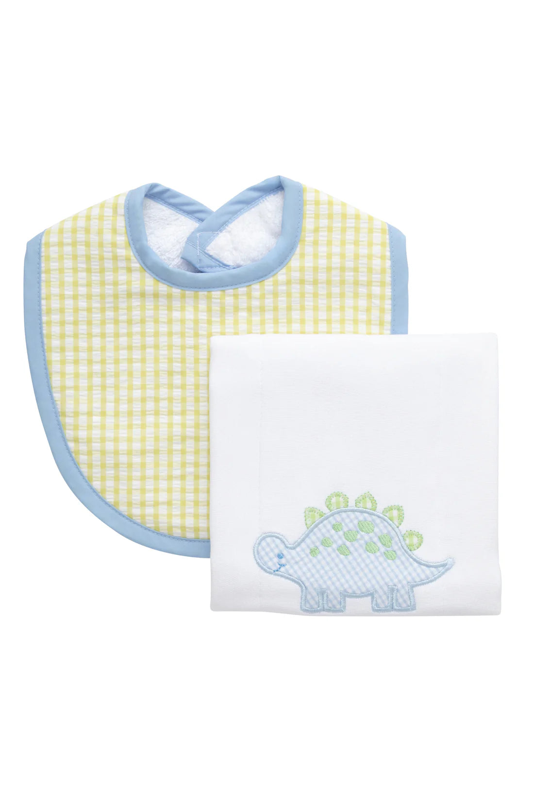 Blue Dino Basic Bib & Burp Set