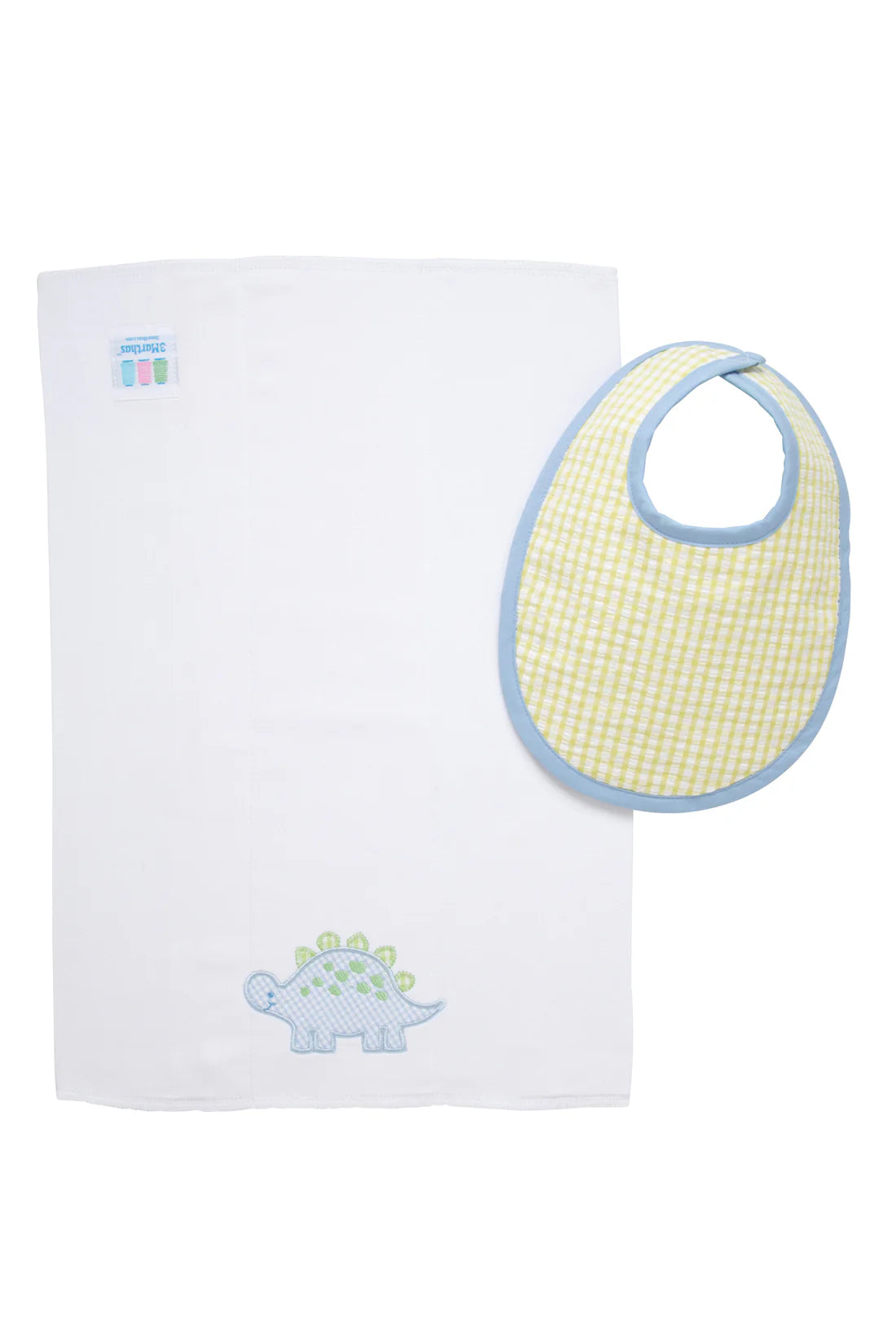 Blue Dino Basic Bib & Burp Set