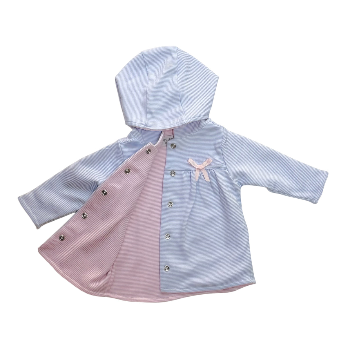 Pink & Blue Stripe Reversible Jacket with Bows