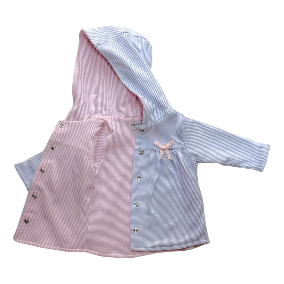 Pink & Blue Stripe Reversible Jacket with Bows