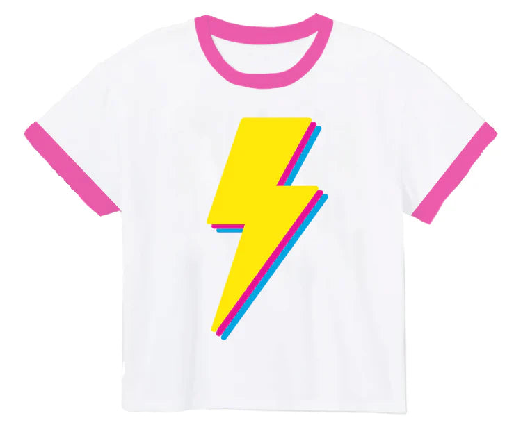 Yellow Sequin Lightening Bolt Ringer Tee
