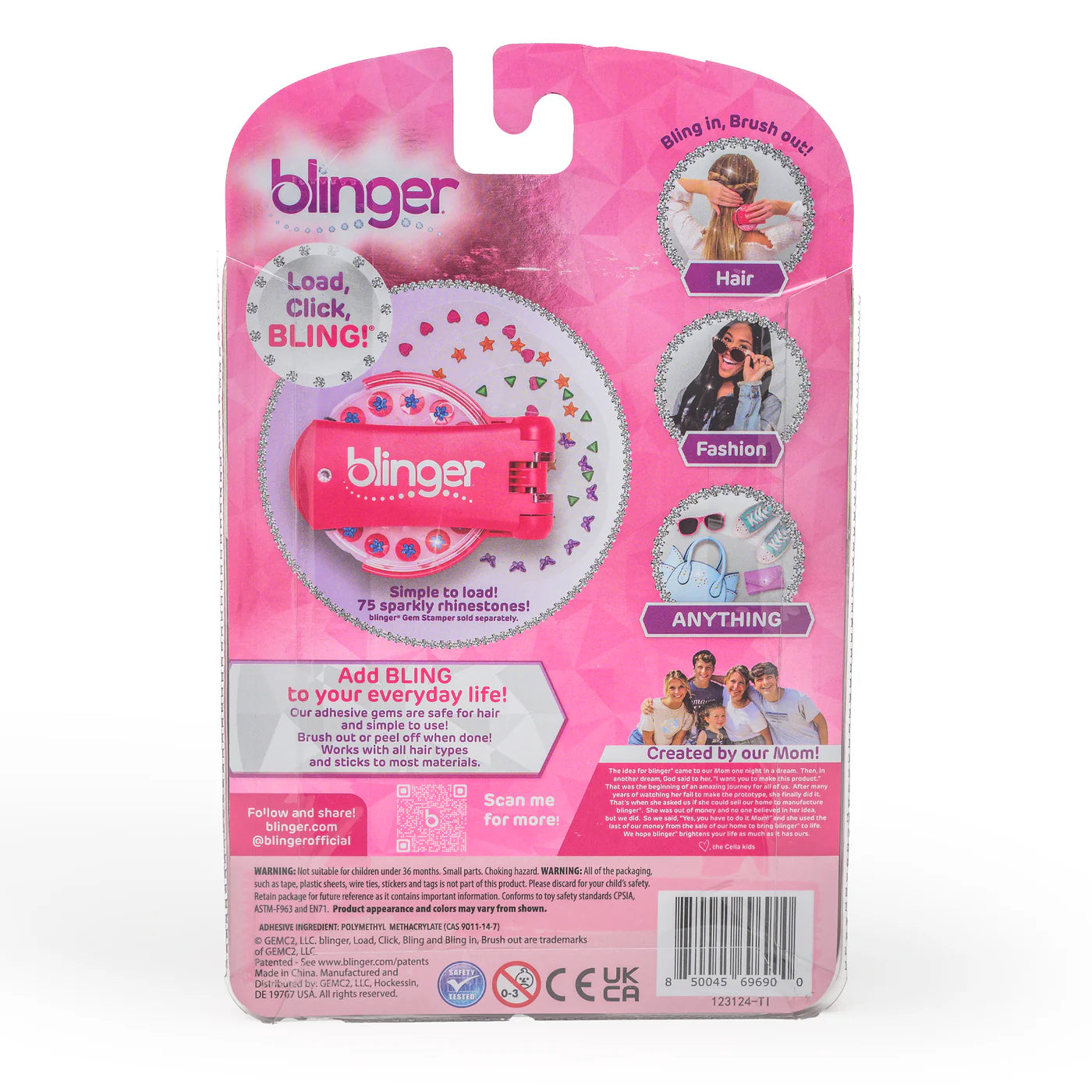 blinger® Sparkle Collection Refill Pack with 75 Colorful Hair-Safe Gems
