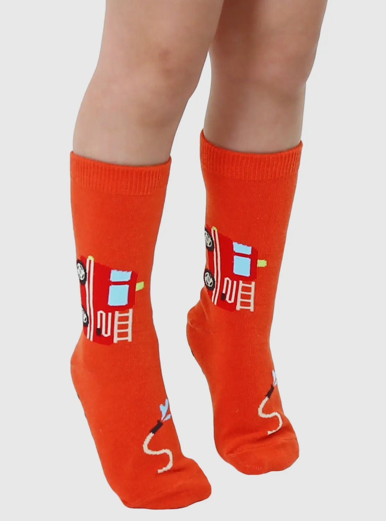 3D Packaged Crew Socks - Fire Truck - Red