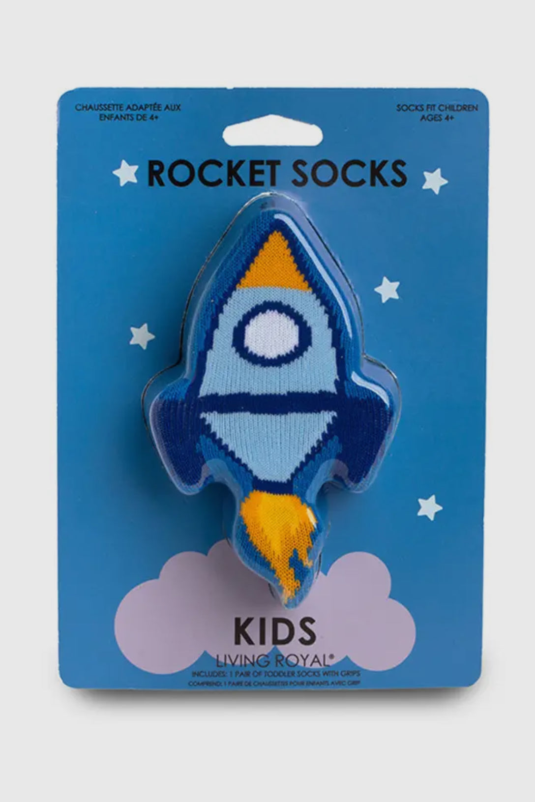 3D Packaged Crew Socks - Rocket Ship in Space - Blue
