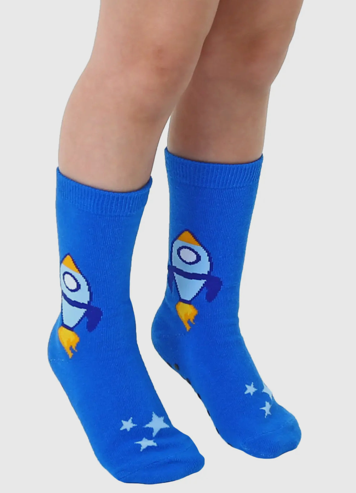 3D Packaged Crew Socks - Rocket Ship in Space - Blue