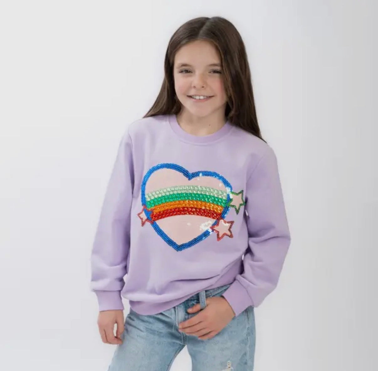 Hearts and Stars Crystal Patch Crewneck Sweatshirt