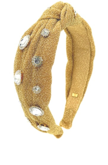 Gold Glitter Jeweled Knot Headband