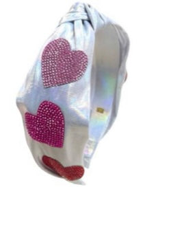 Crystal Hearts Metallic Knot Headband