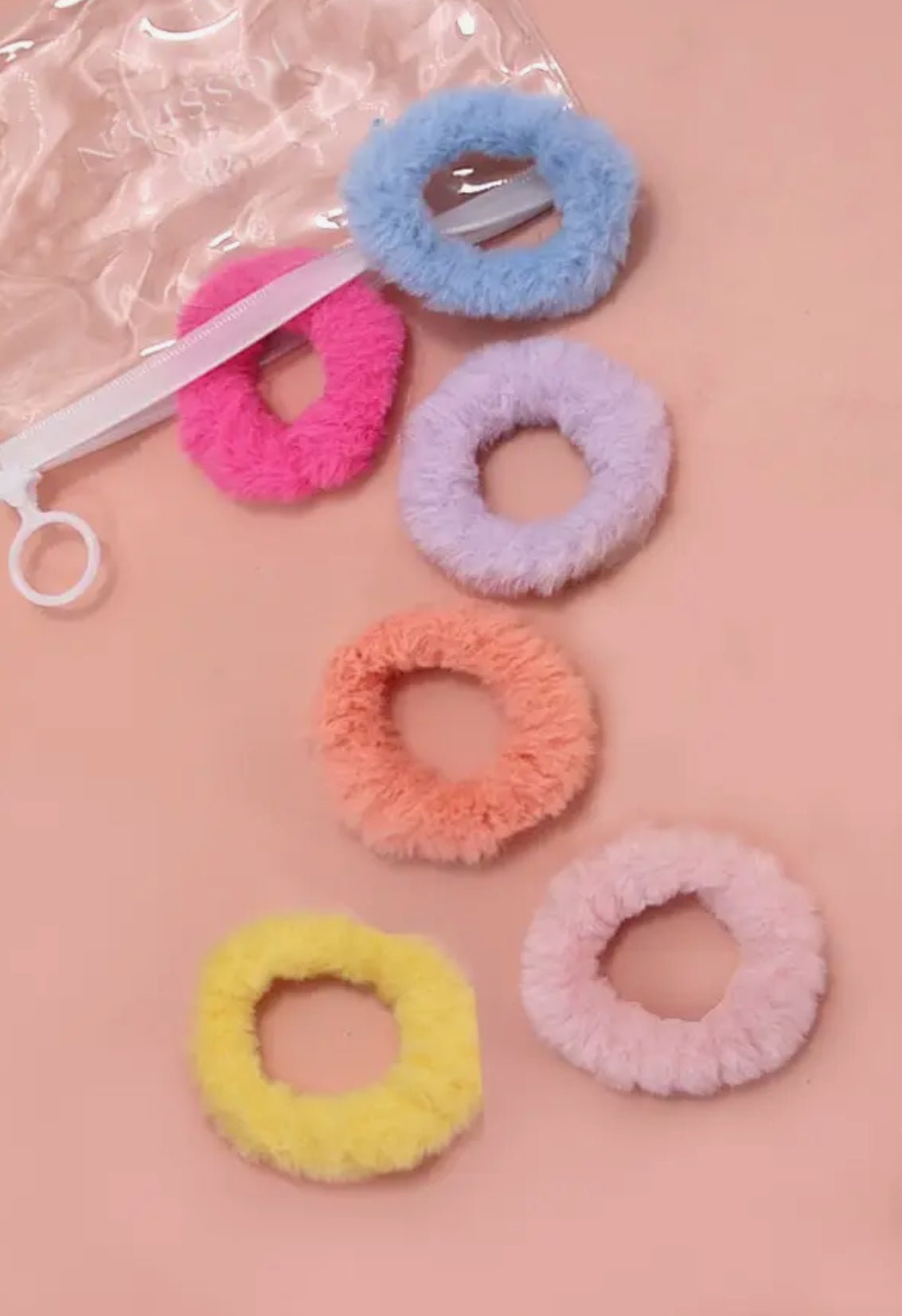 Soft Fuzzy Hair Scrunchies- Set of 6