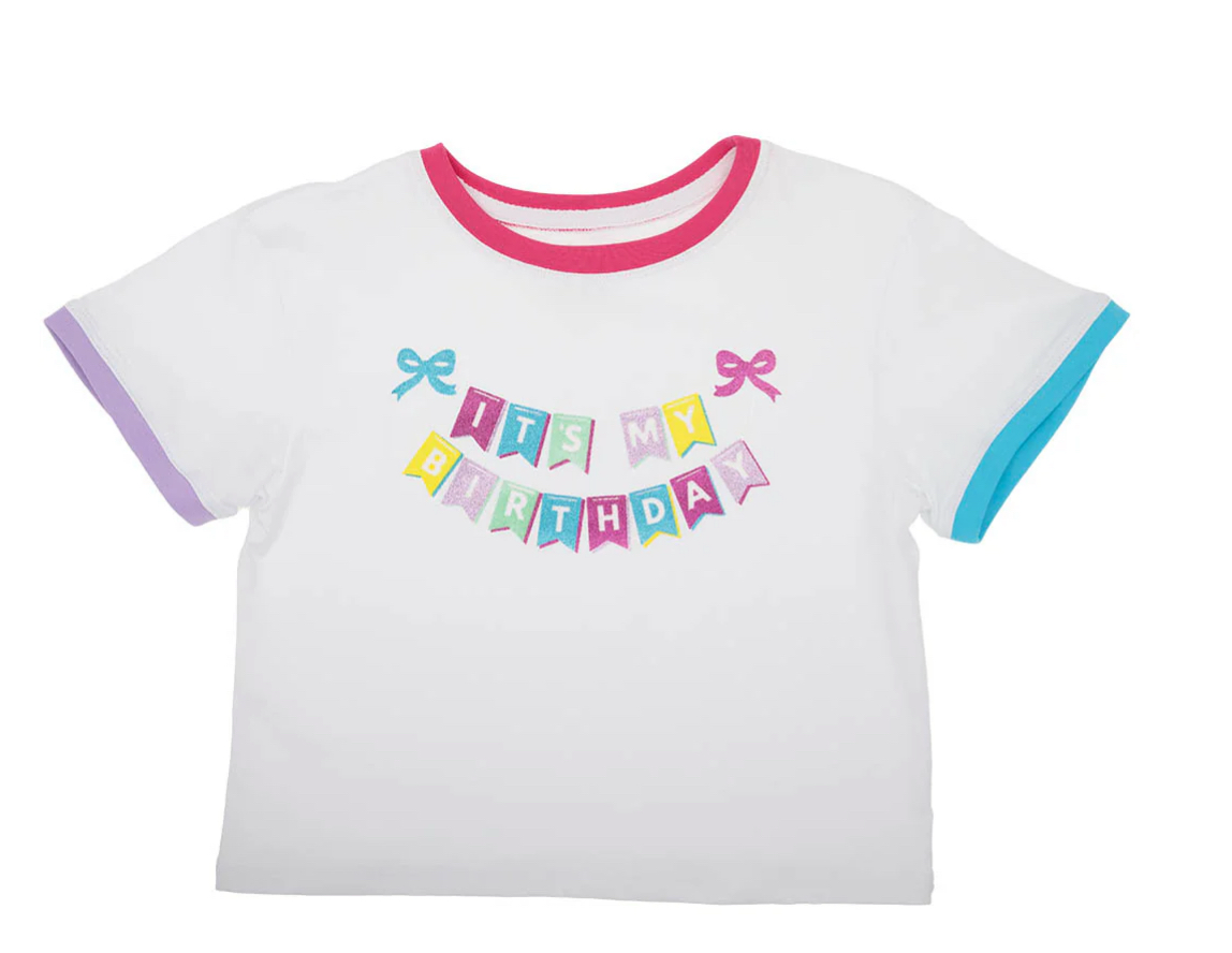 It’s My Birthday Glitter Ringer Boxy Tee