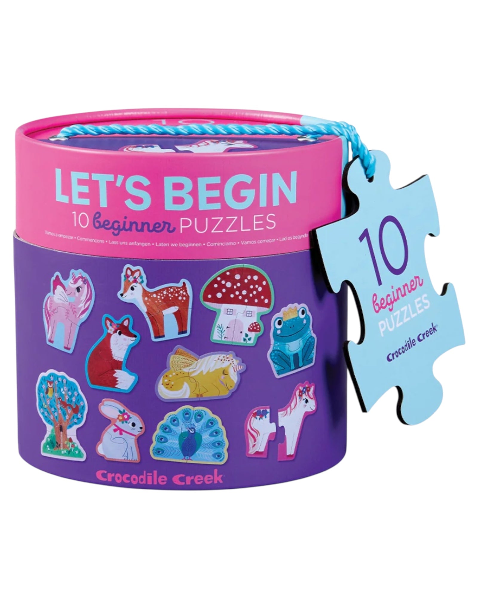 Little ones love to carry buckets full of goodies and this canister packaging with a handle will certainly delight them. Each package holds ten (10) 2-piece colorful puzzles. Each puzzle, when completed is approximately 4” x 6”. All puzzles pieces have colored edging on front side that will help them complete the puzzle but will also allow them to learn their first colors. If puzzles are flipped on the backside, they can quickly start to match up pieces in a reverse fashion.