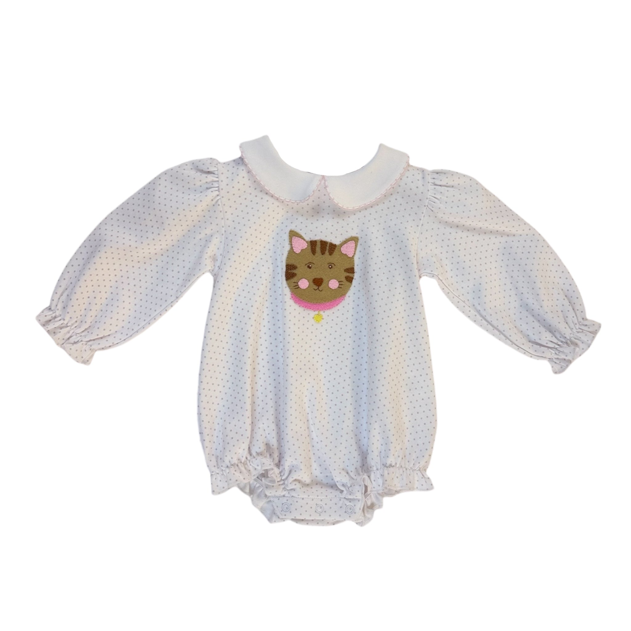 White Polka Dot Cat Face Ruffle Bubble