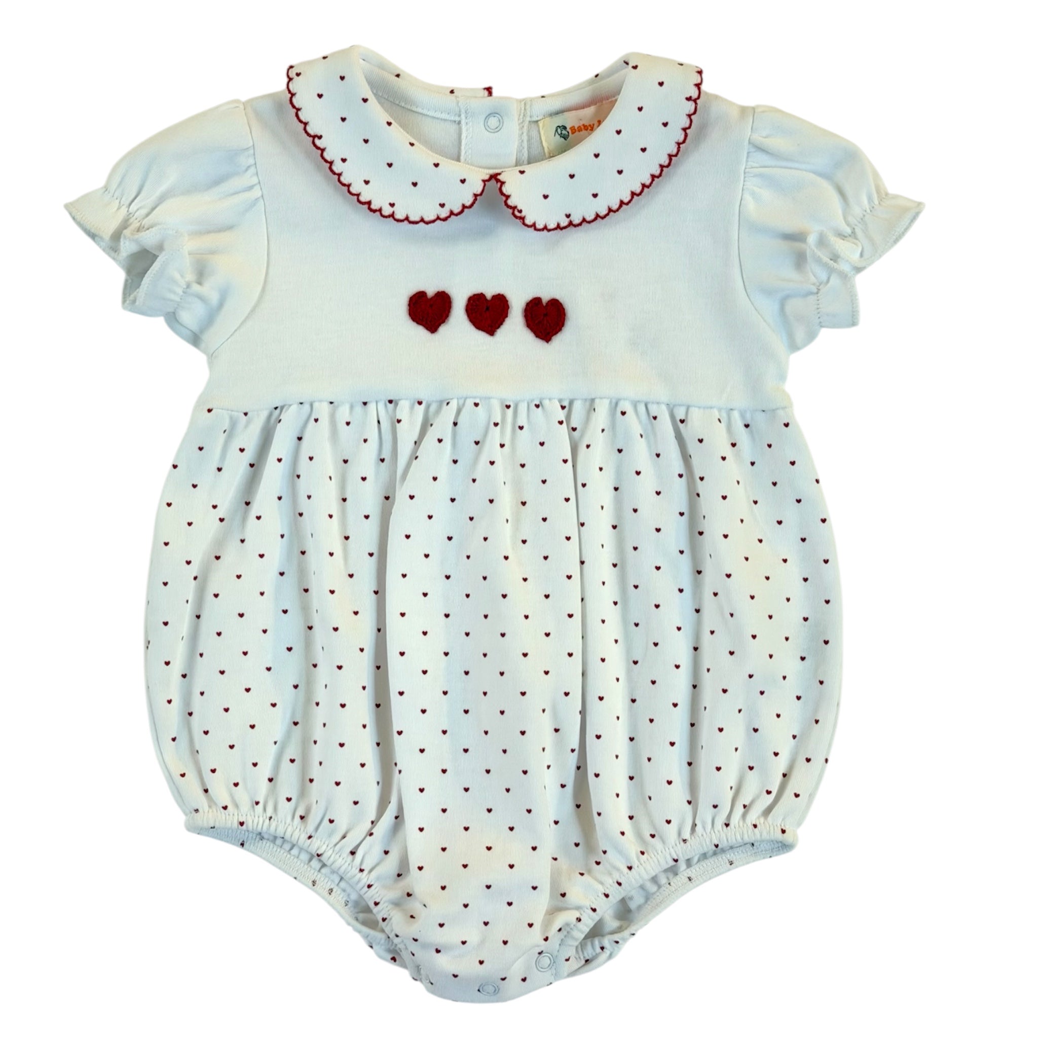 White Hearts Embroidered Bubble