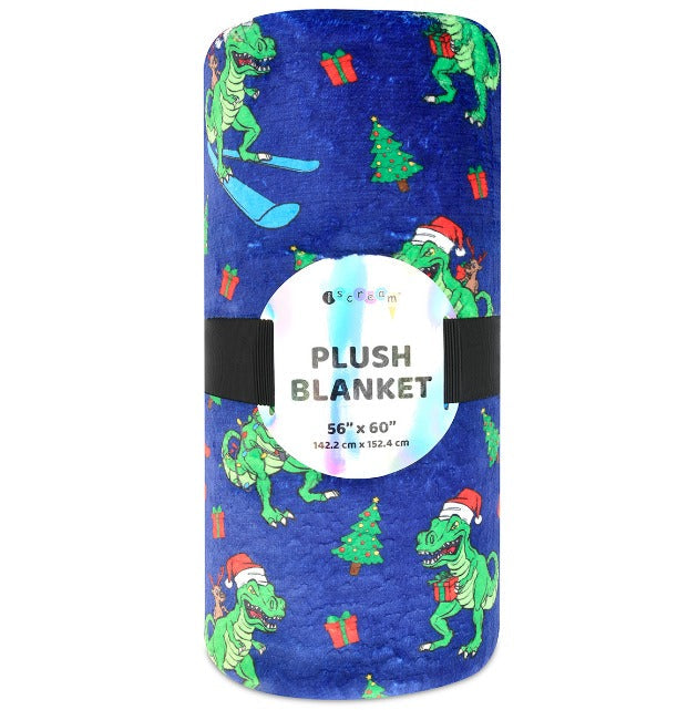 Holiday Dino Plush Blanket