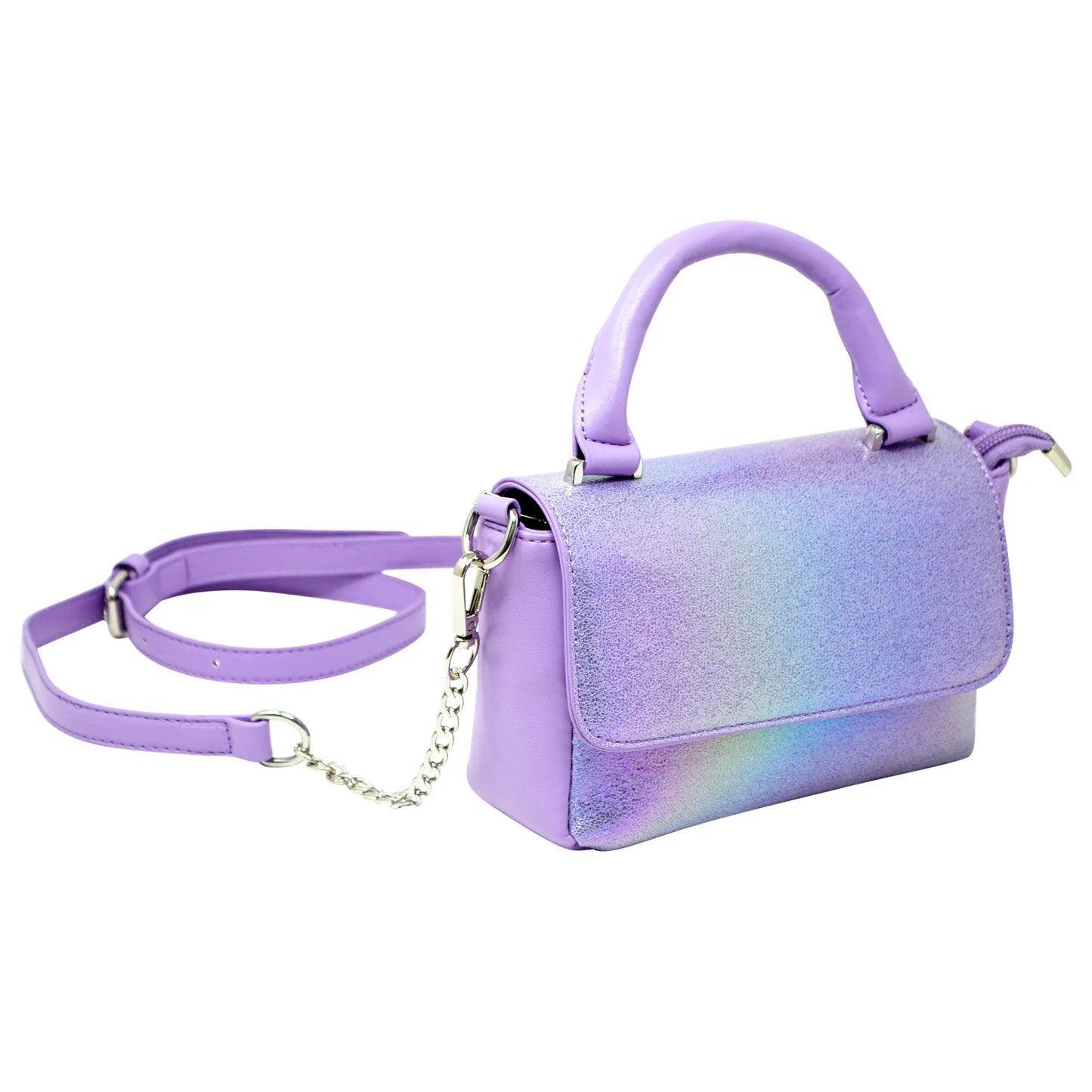 Shiny Baguette Smile Handbag - Purple