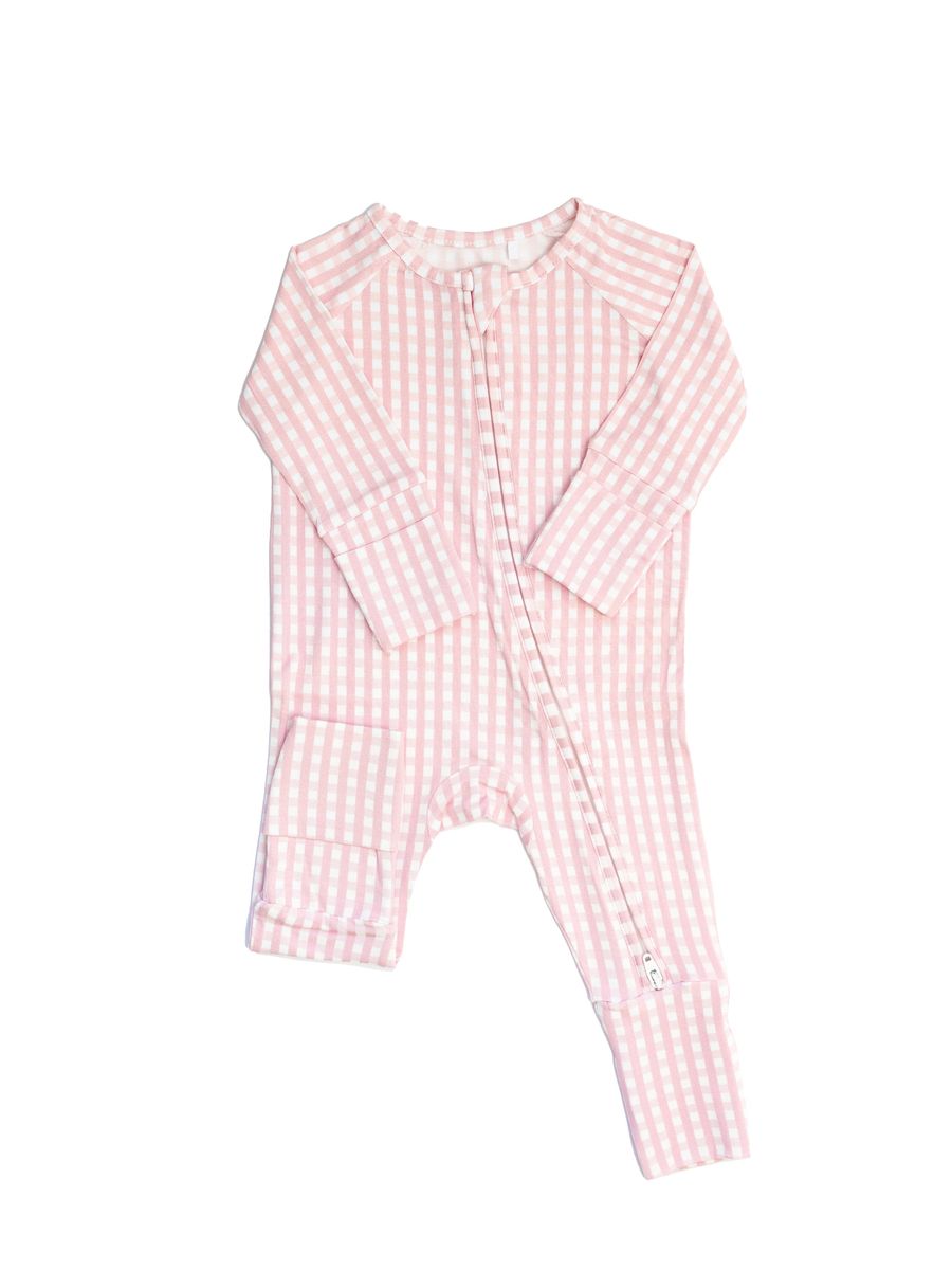 Pink Gingham Sleep Romper