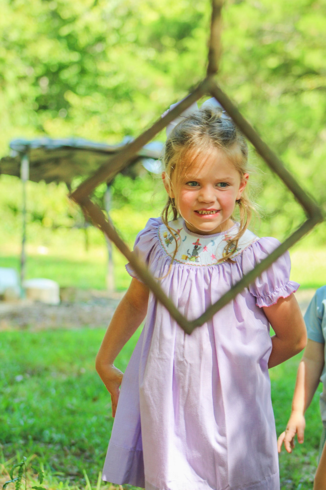Smocked Halloween Cat Lavender Dress