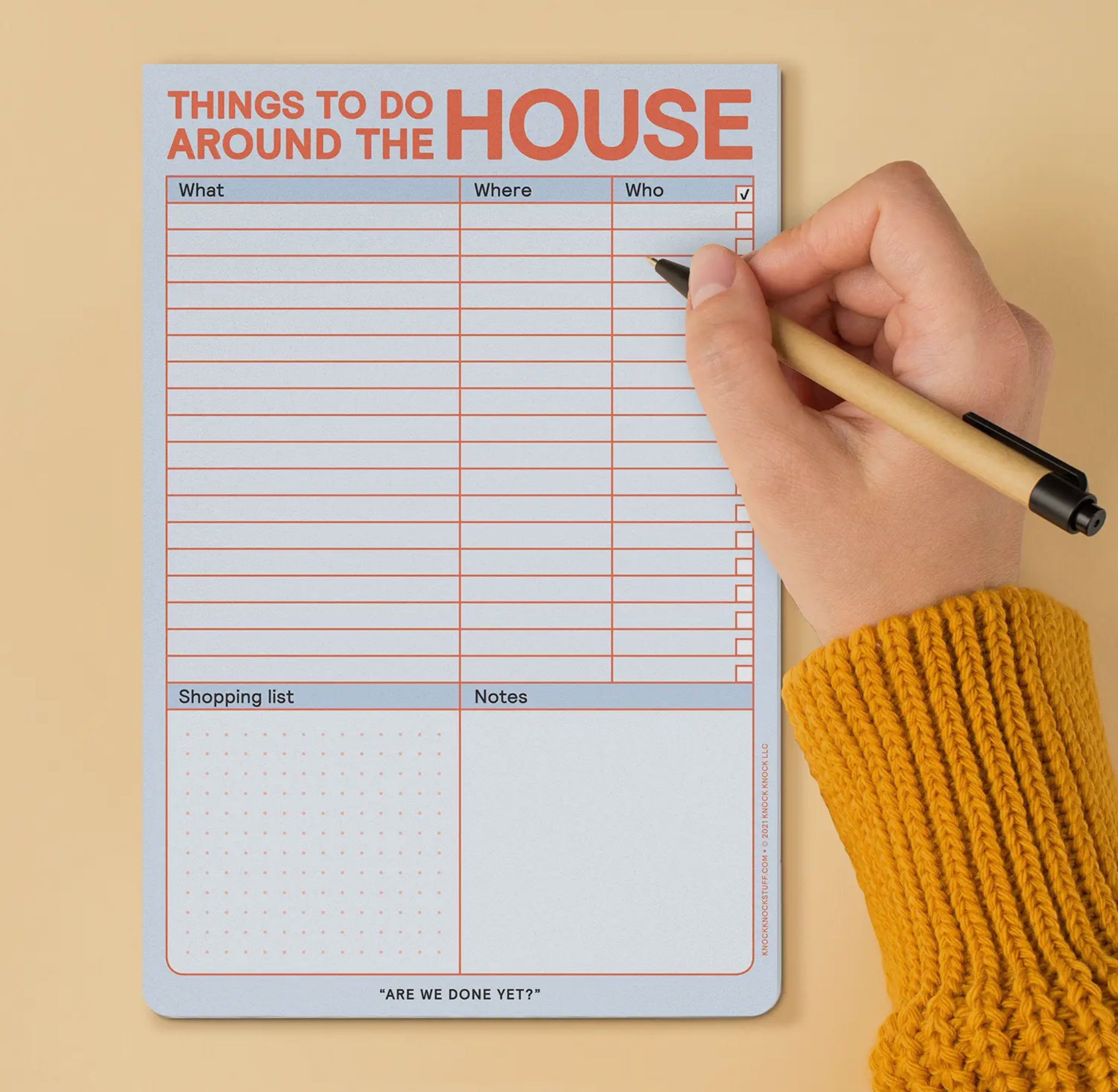 The old-school “honey-do list” has worn out its welcome. What if you do your own repairs? Or share them with your honey? What if the whole family loves home improvement? This worker-neutral list will assure that no fix goes unattended.