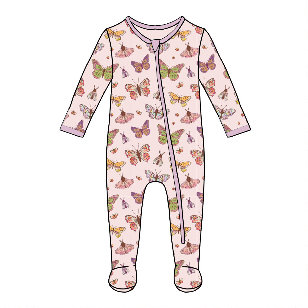 Vintage Butterflies Footie