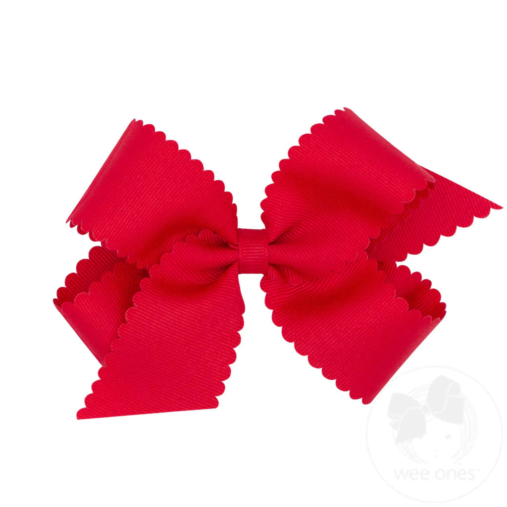 King Grosgrain Hair Bows with Scalloped Edge