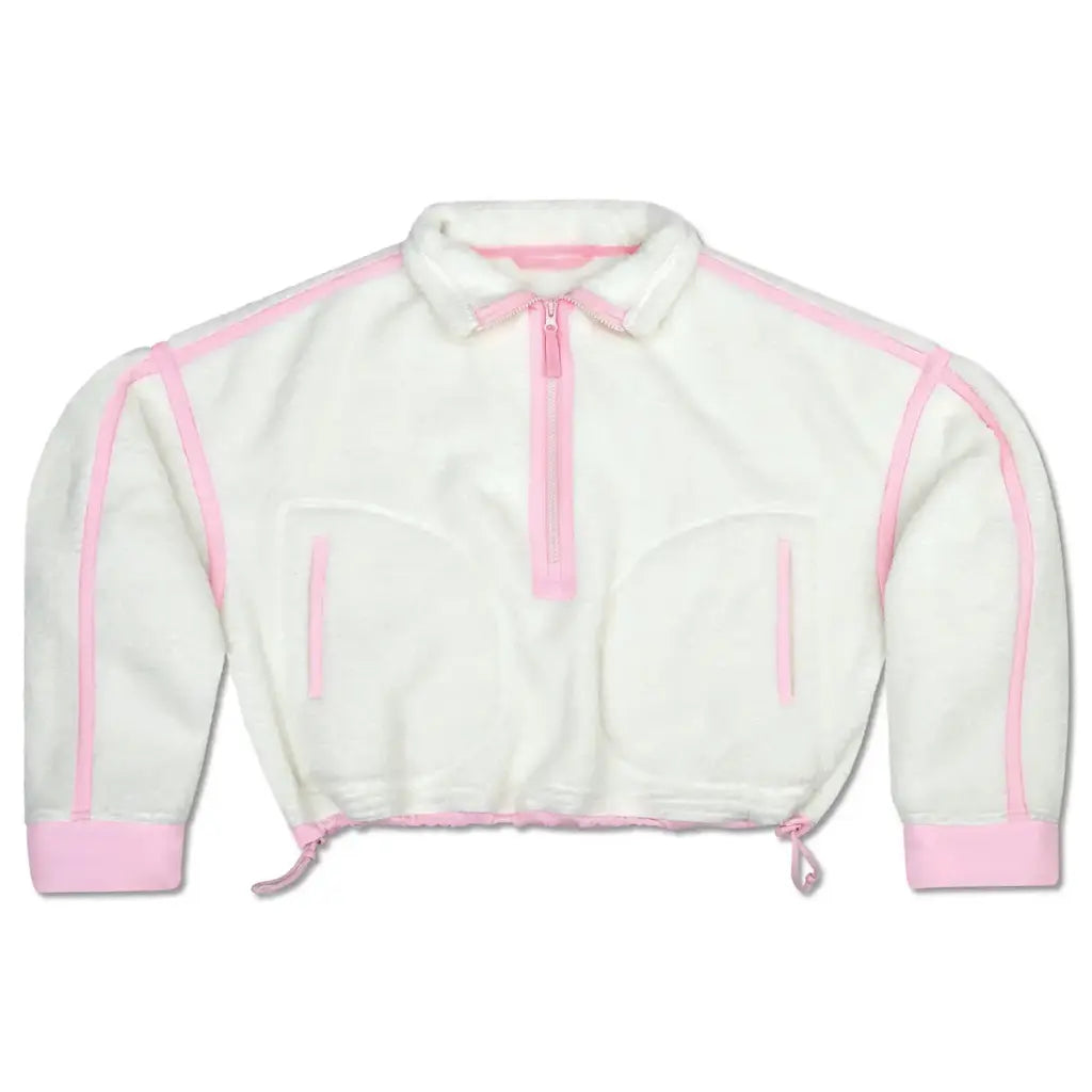 1/2 Zip Cream &amp; Pink Sherpa Pullover