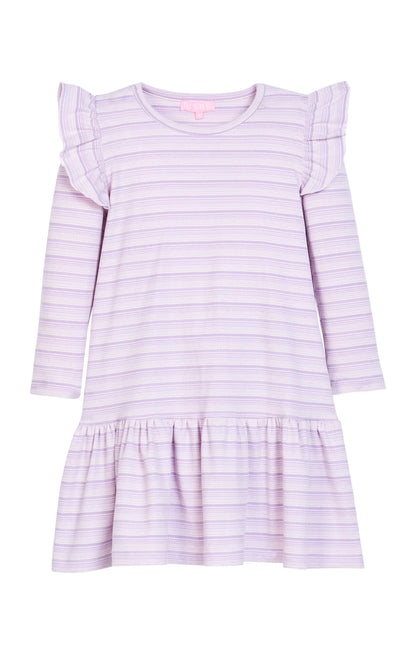 Sadie T-Shirt Dress - Lavender Sparkle Stripe