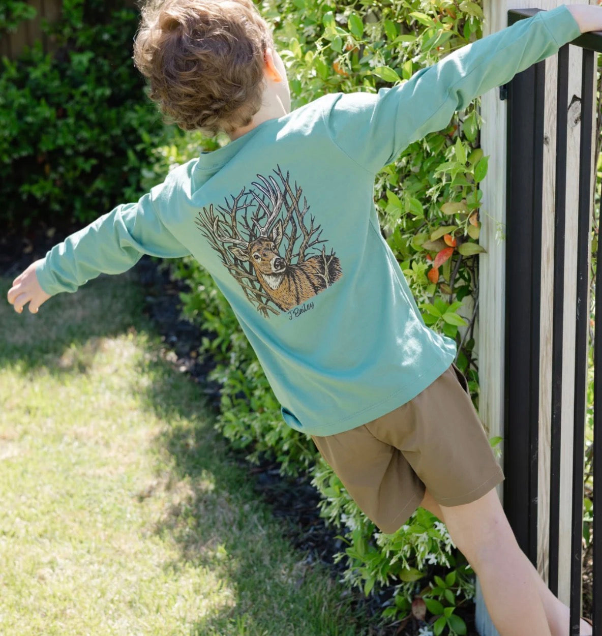 Long Sleeve Logo Tee, Sage Buck