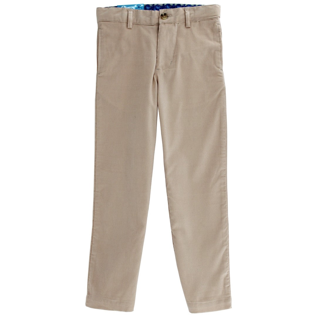 Our Khaki Corduroy Pants bring texture and color to cooler-day dressing. The rich green tone adds a unique twist, while the soft, durable fabric keeps him comfortable all day