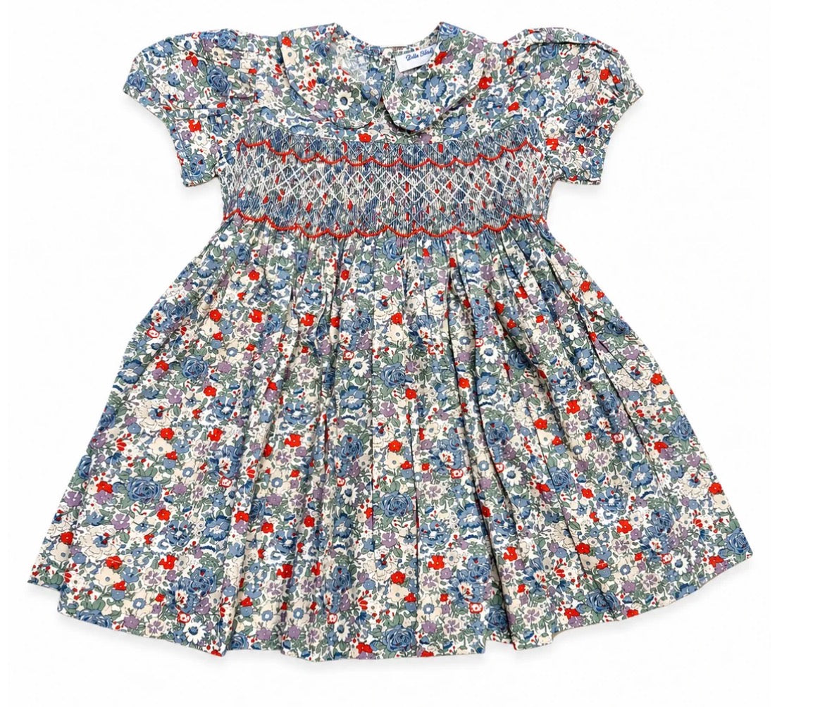 Gianna Blue Floral Smock Dress