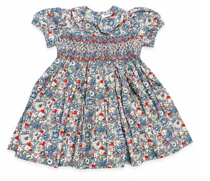 Gianna Blue Floral Smock Dress
