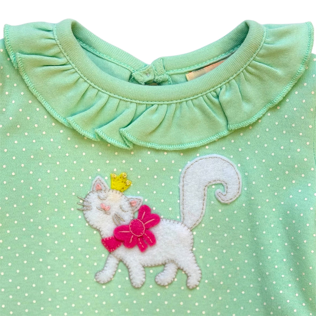 Crown Kitten Mint Polka Dot Dress