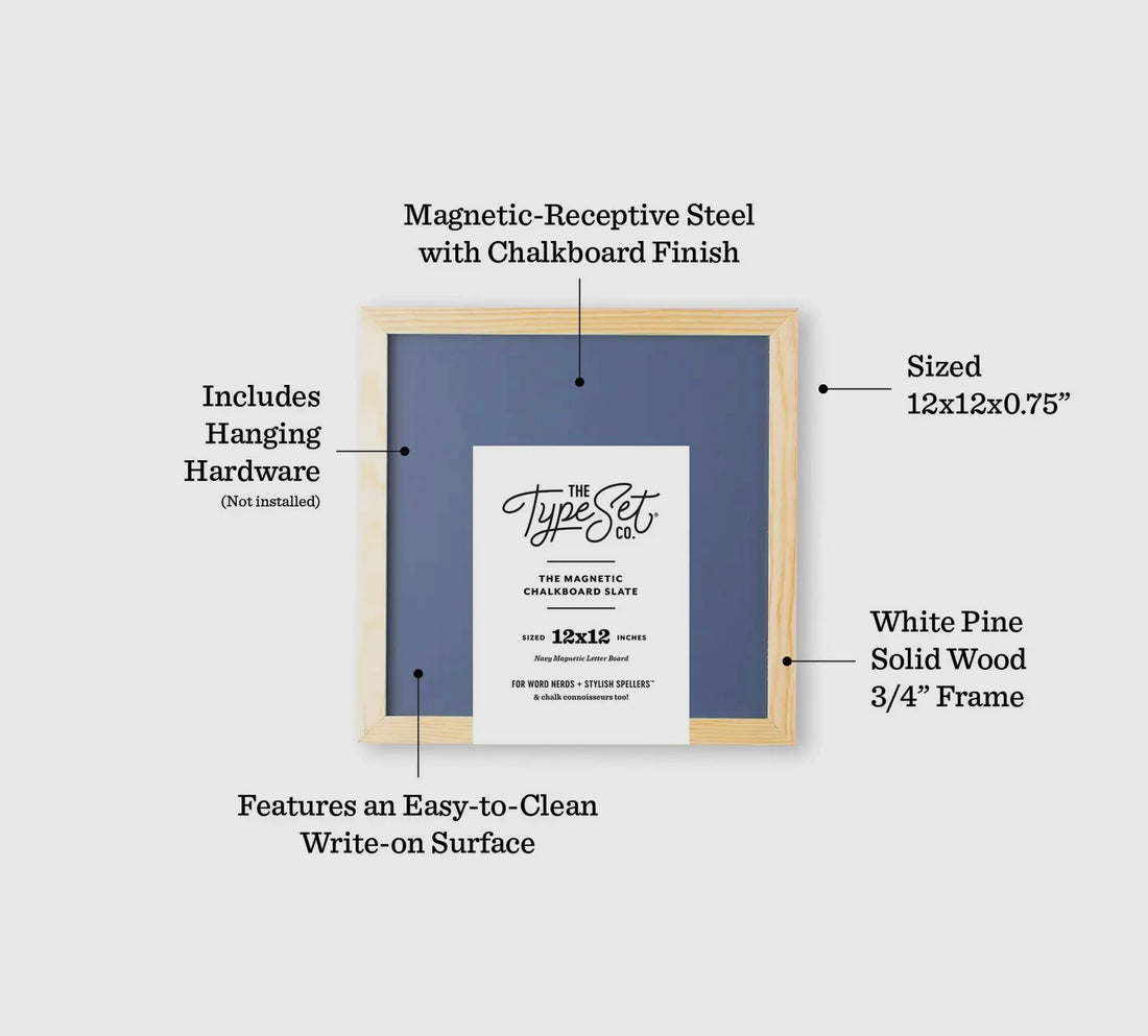 12x12 Navy Blue Magnetic Chalkboard

Featuring a durable metal surface and solid wood frame, they&