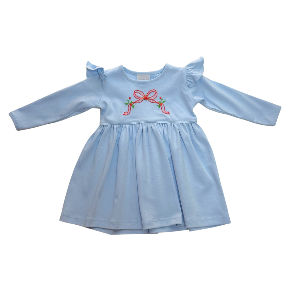 Blue Bow Long Sleeve Dress