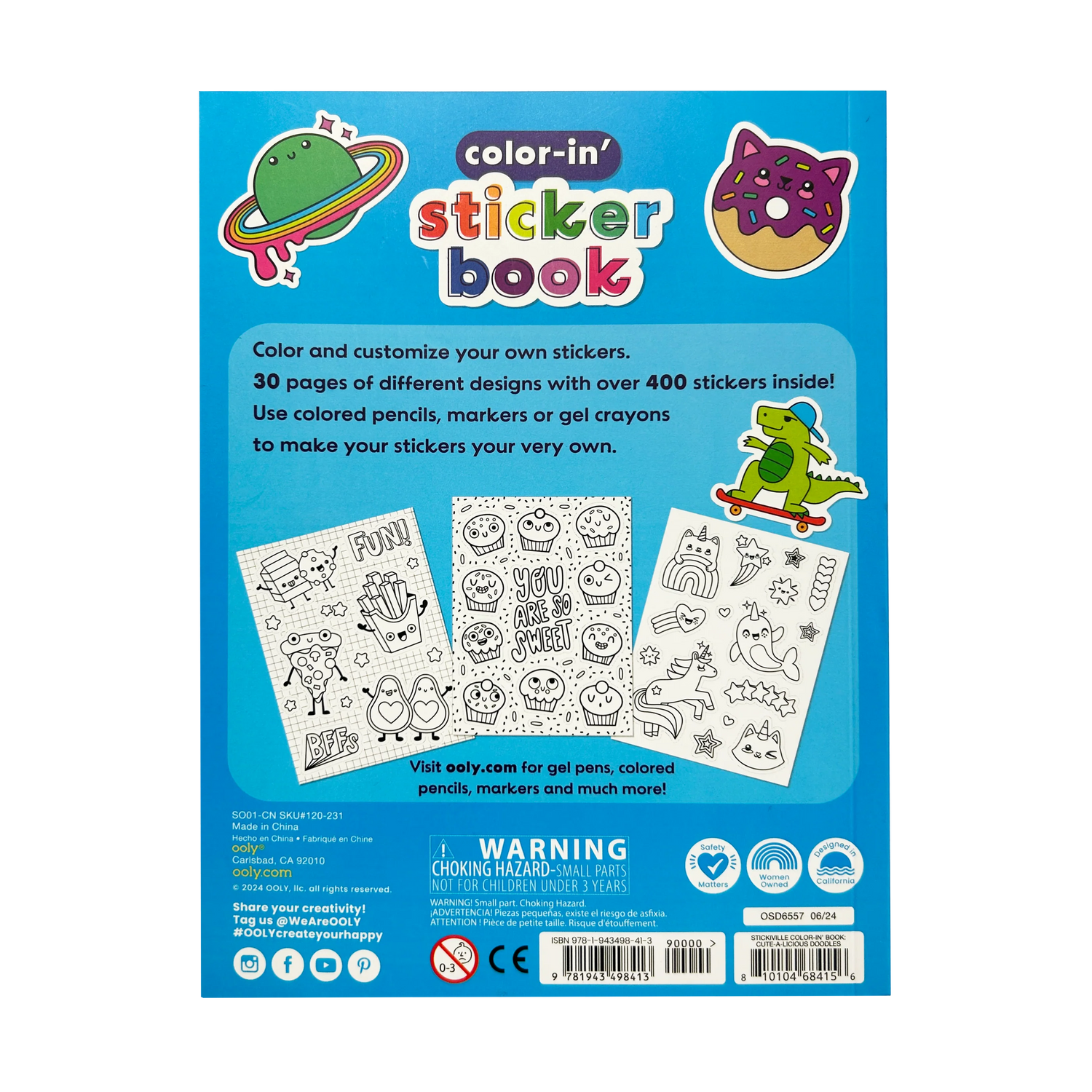 The Color-In’ Sticker Book: Cute-A-Licious Doodles