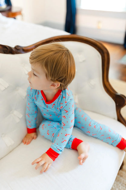 Blue Candy Cane Pajama Set
