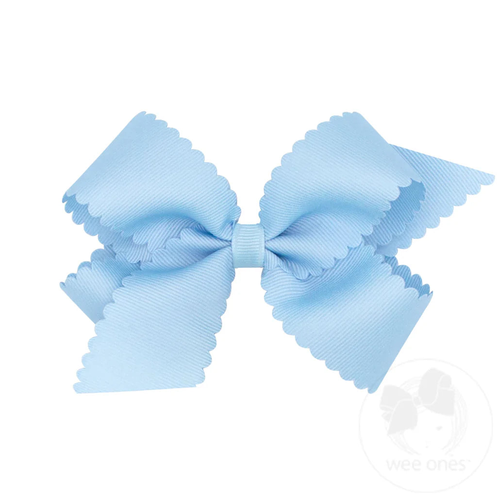 King Grosgrain Hair Bows with Scalloped Edge